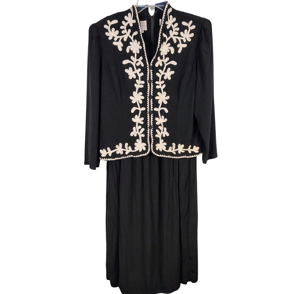 Karin Stevens Womens SZ 16 Embroidered black dress Victorian Vintage Core goth
